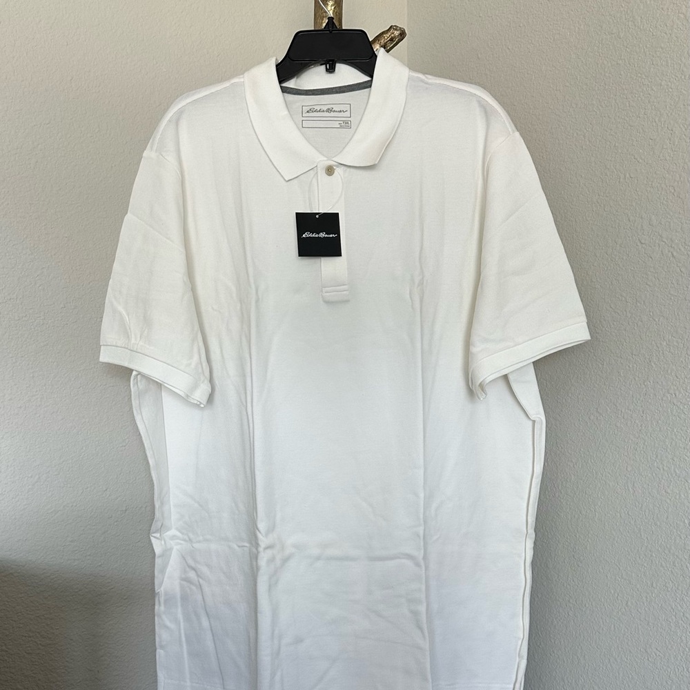 Eddie Bauer Men's White Short-Sleeve Polo